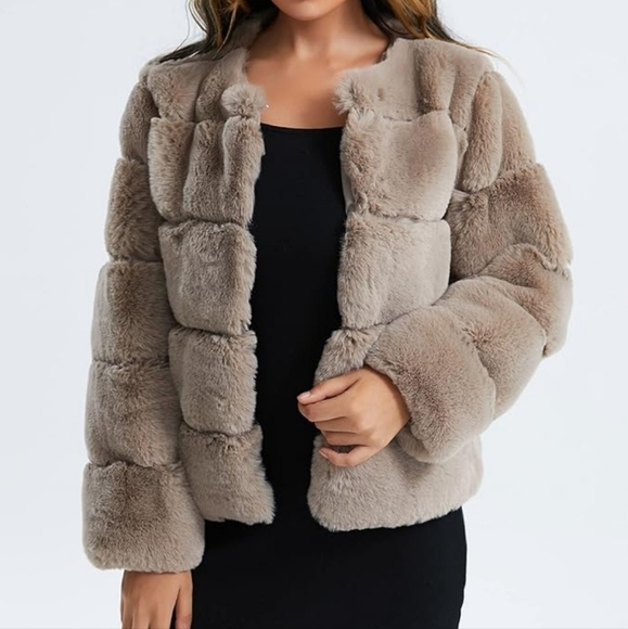 Fashion Nova Faux Fur Lined Jacket In Mocha Size Small - Picture 2 of 7